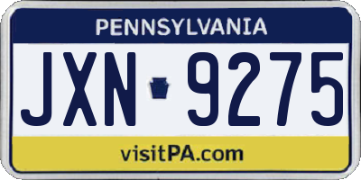 PA license plate JXN9275