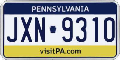 PA license plate JXN9310