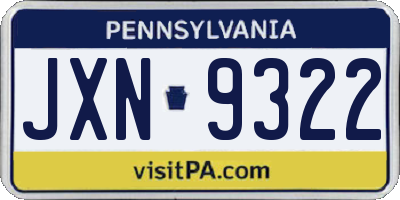 PA license plate JXN9322