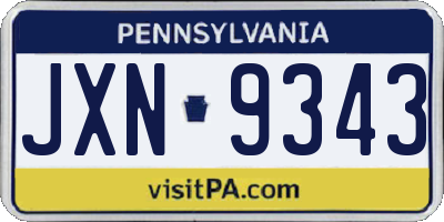 PA license plate JXN9343