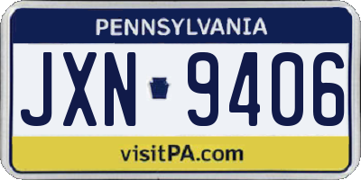 PA license plate JXN9406