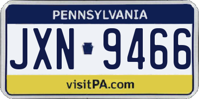 PA license plate JXN9466