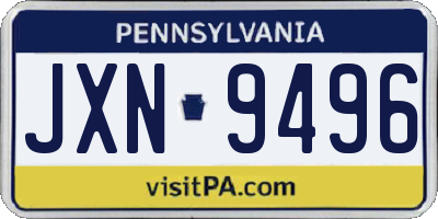 PA license plate JXN9496