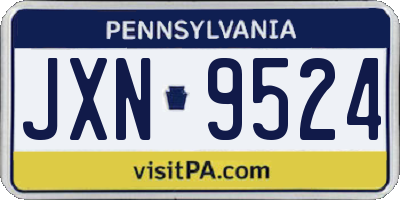 PA license plate JXN9524