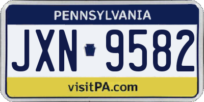PA license plate JXN9582