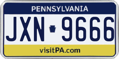 PA license plate JXN9666