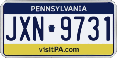 PA license plate JXN9731