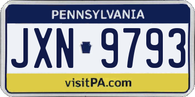 PA license plate JXN9793