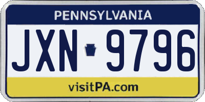 PA license plate JXN9796