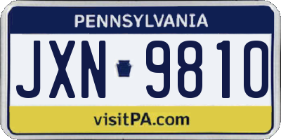 PA license plate JXN9810