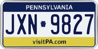 PA license plate JXN9827