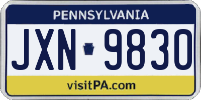 PA license plate JXN9830