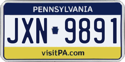 PA license plate JXN9891