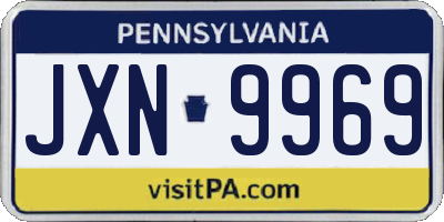 PA license plate JXN9969