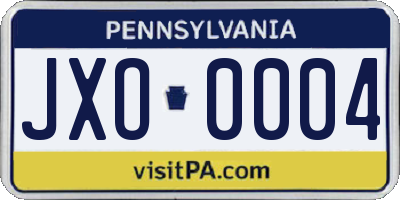 PA license plate JXO0004