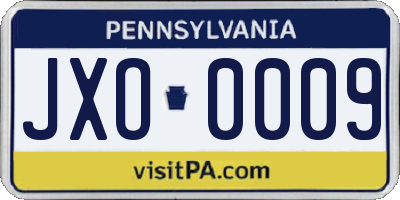 PA license plate JXO0009