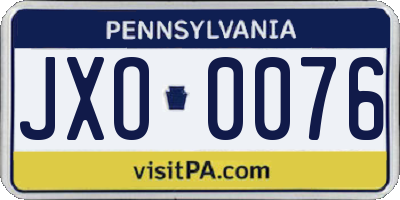 PA license plate JXO0076