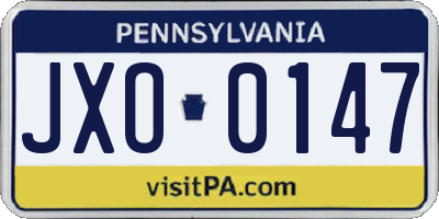 PA license plate JXO0147