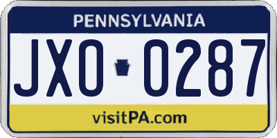 PA license plate JXO0287