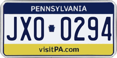 PA license plate JXO0294