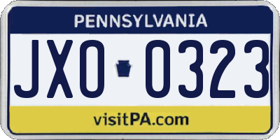 PA license plate JXO0323