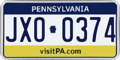 PA license plate JXO0374