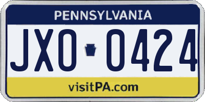 PA license plate JXO0424