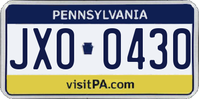 PA license plate JXO0430