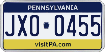 PA license plate JXO0455