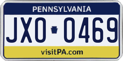 PA license plate JXO0469