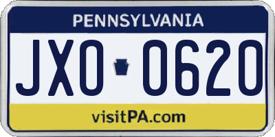 PA license plate JXO0620