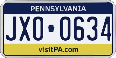 PA license plate JXO0634