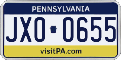 PA license plate JXO0655
