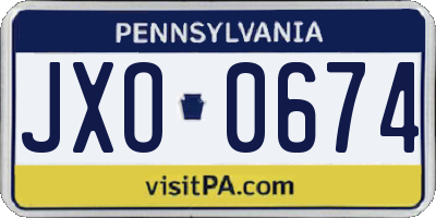 PA license plate JXO0674