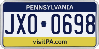 PA license plate JXO0698