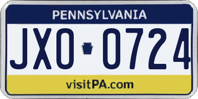 PA license plate JXO0724