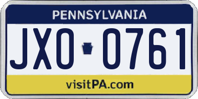 PA license plate JXO0761