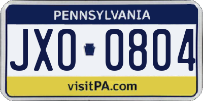 PA license plate JXO0804