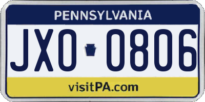 PA license plate JXO0806