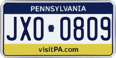 PA license plate JXO0809