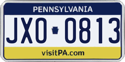 PA license plate JXO0813
