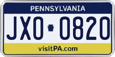 PA license plate JXO0820
