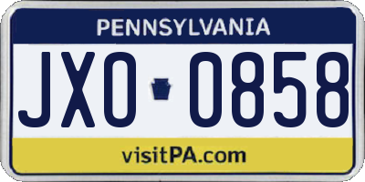 PA license plate JXO0858