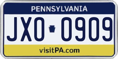 PA license plate JXO0909