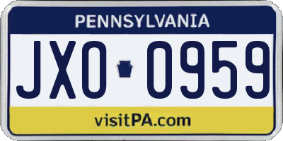 PA license plate JXO0959