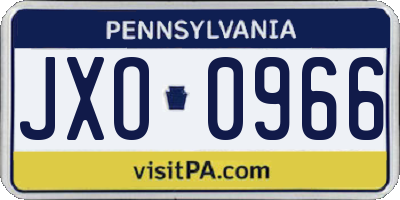 PA license plate JXO0966