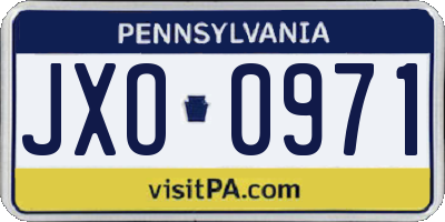 PA license plate JXO0971