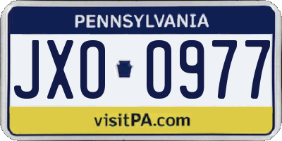 PA license plate JXO0977