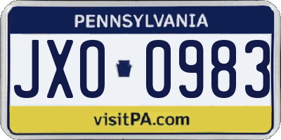 PA license plate JXO0983