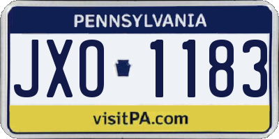 PA license plate JXO1183